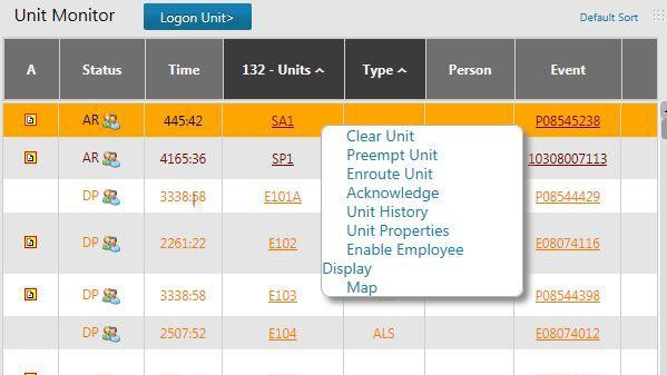 sample right click menu unit monitor